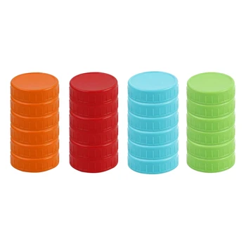 

24 Pack Assorted Color Plastic Regular Mouth Mason Jar Lids Anti-Slip Food Storage Caps for Mason Canning Ball Jars