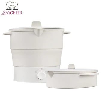 

Foldable Electric Hot Pot Heated Food Container Mini Cookware Steamer Boil-Dry Protection Electric Kettle Voltage 100V-240V