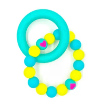 

Baby Nursing Bracelets Silicone Teether Chew Beads Teething Wood Rattles Toys Teether Montessori Bracelets