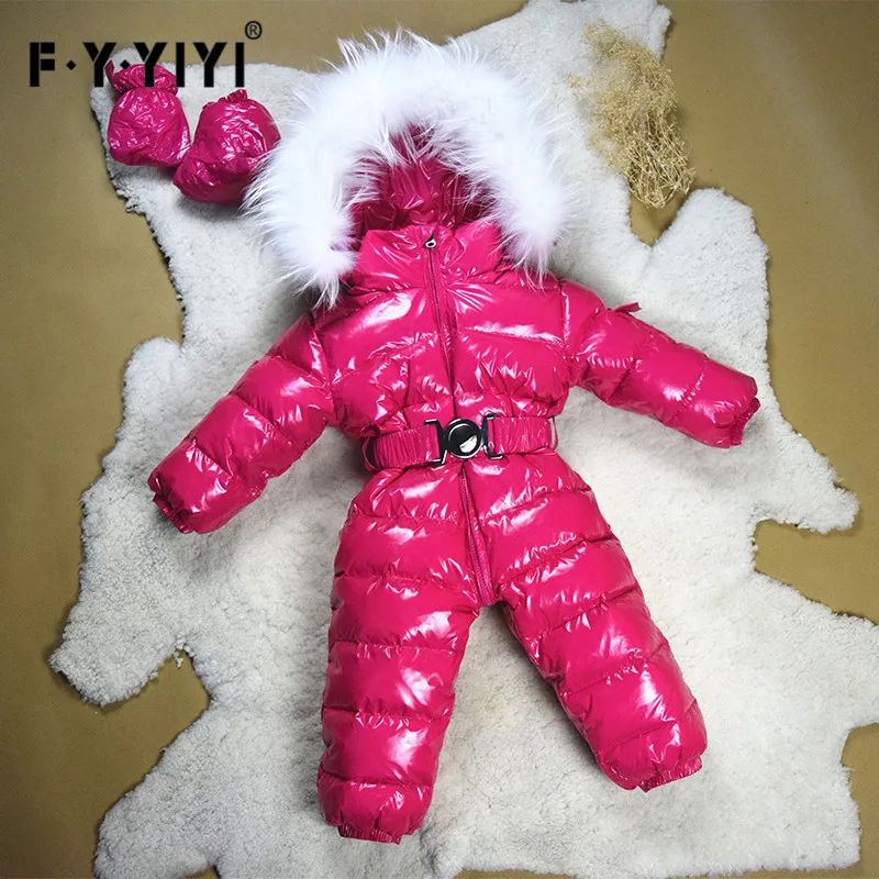 Модная зимняя одежда для малышей пуховое пальто-комбинезон с капюшоном и густым мехом комбинезон для детей от 3 до 36 месяцев, зимний комбинезон для малышей, пальто, верхняя одежда