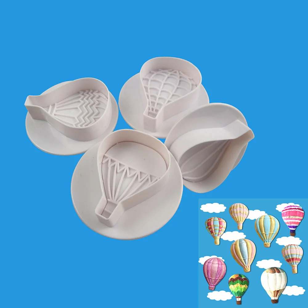 

4Pcs/set Hot Air Balloon Cookie Cutters Biscuit Cutter Set Fondant Embossing Plunger Cutter Cookie Cake Decorating Moulds Tools