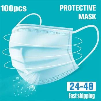 

Face Mouth Anti Bacterium Mask Disposable Protect 3 Layers Filter Dustproof Earloop Non Woven Mouth Masks 48 Hours Shipping