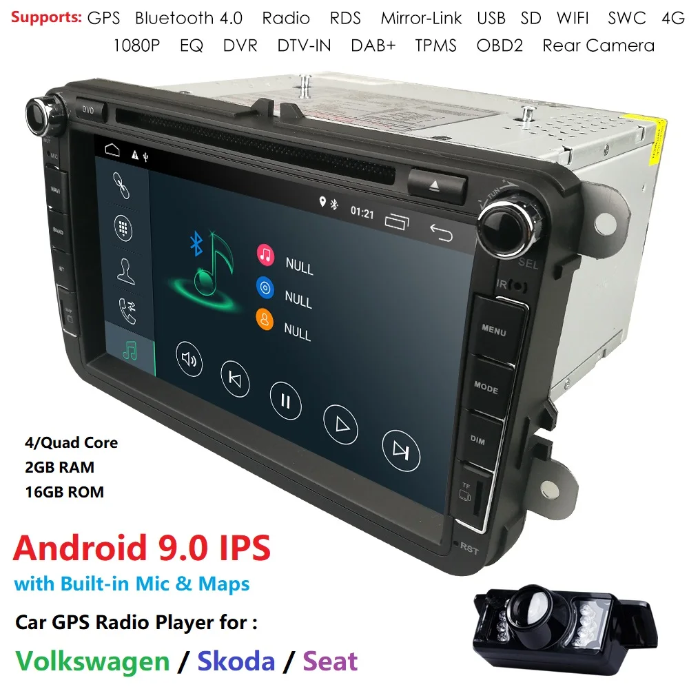 Android 9,0 2Din автомобильный мультимедийный плеер для VW/Volkswagen/Golf/Polo/Tiguan/Passat/b7/b6/SEAT/leon/Skoda/Octavia радио gps Nav Cam