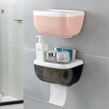 

Toilet Paper Holder Waterproof Wall Mounted for Toilet Paper Tray Roll Paper Tube Storage Box Tray Tissue Box Shelf Bathroom