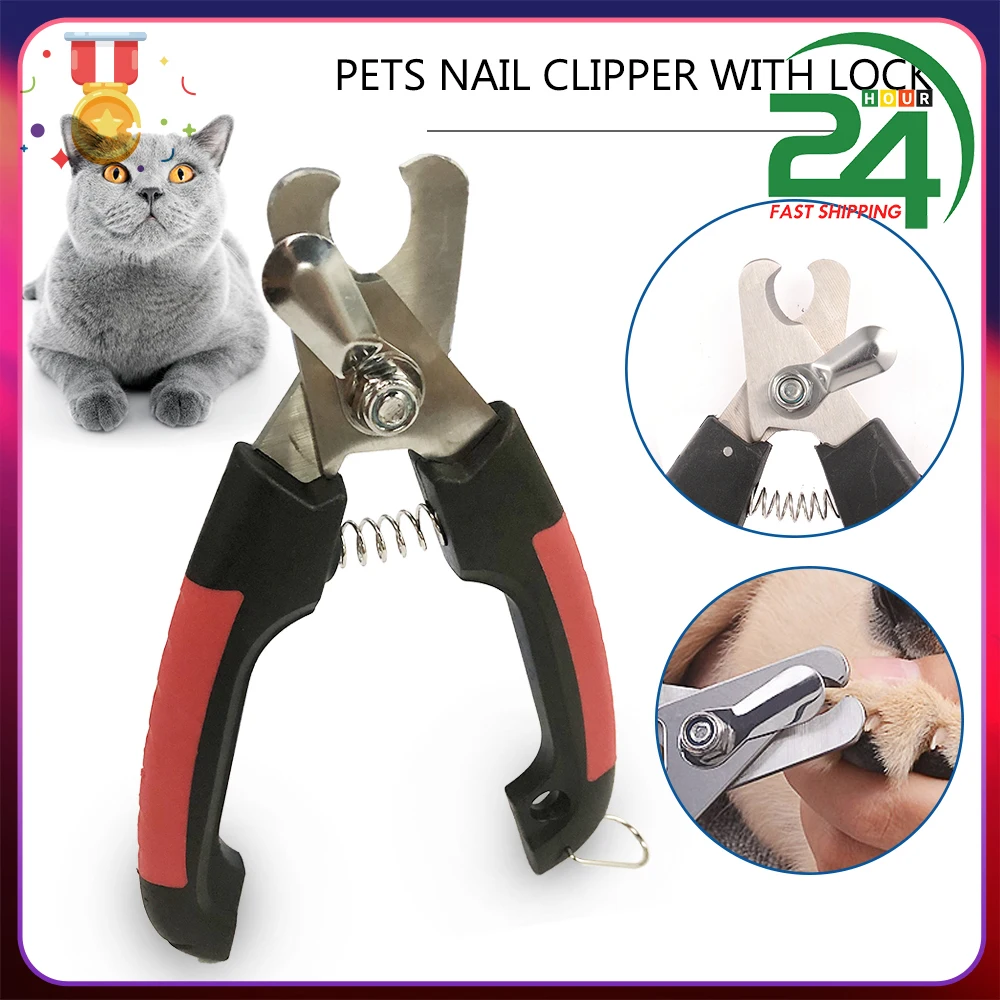 Professional Pet Cat Dog Nail Clipper Cutter Stainless Steel Grooming Scissors Clippers Claw with Lock Product | Дом и сад
