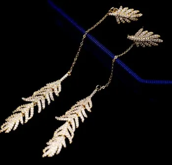 

wholeslale 2paris/lots crystal diamond leather bride 925 silver lady's earings 31n