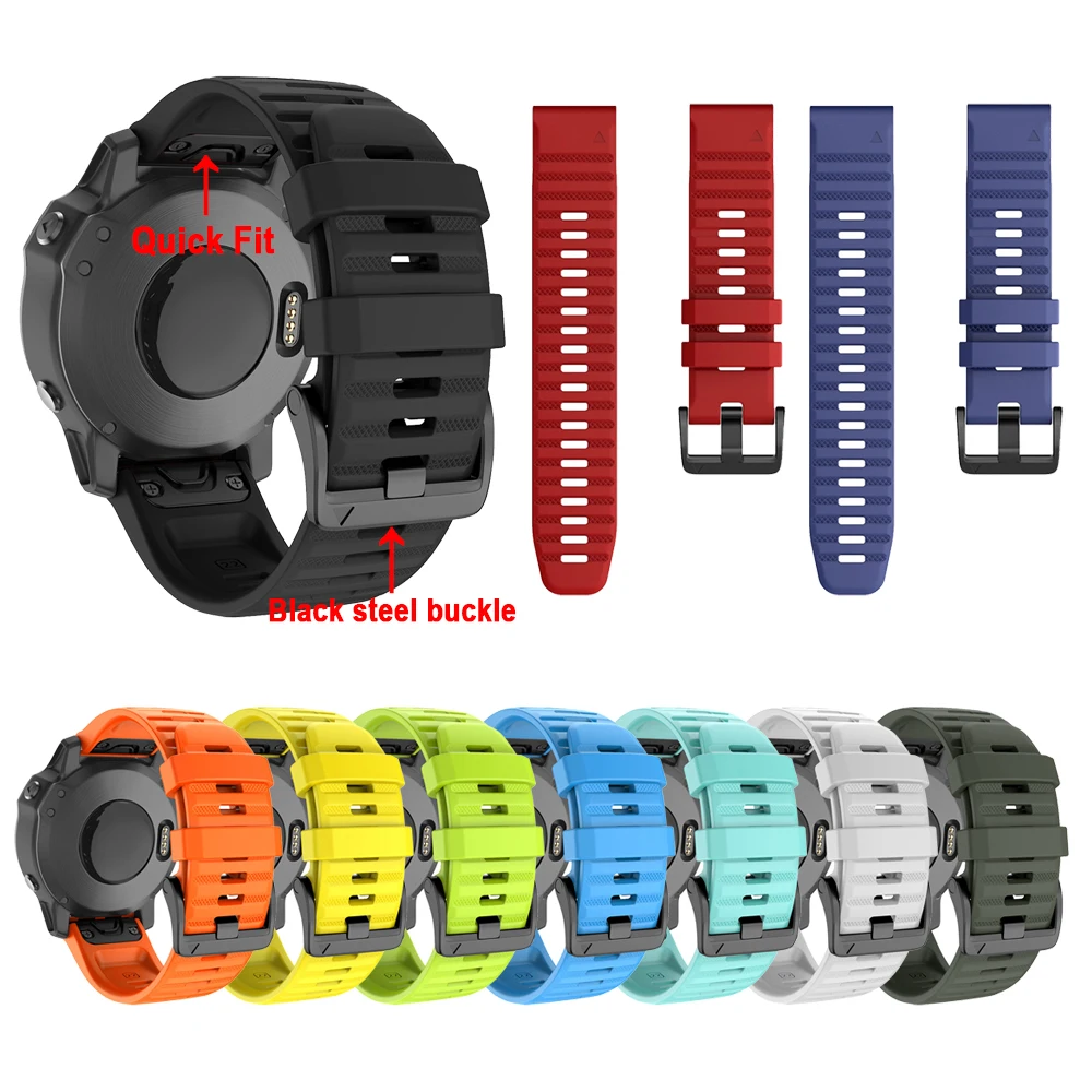 

For Fenix5 22mm 26mm Band Strap Garmin Fenix 6 6X Pro Quick Fit Watchband for fenix 5 5X Plus Quick Release Silicone Wrist bands