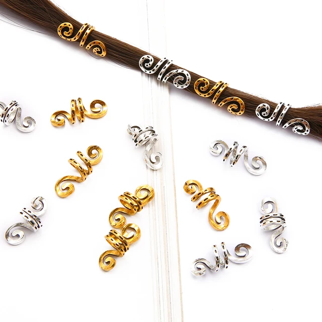 5 Anelli Spiralati Per Dreadlock E Trecce - Stile Vintage In Metallo Argento Per Capelli E Barba