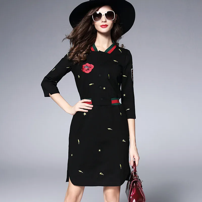 

Ozhouzhan 2017 WOMEN'S Dress Spring And Summer New Style Casual Wind Thread Edge Embroidery Curved Pendulum Big Brand WOMEN'S Dr