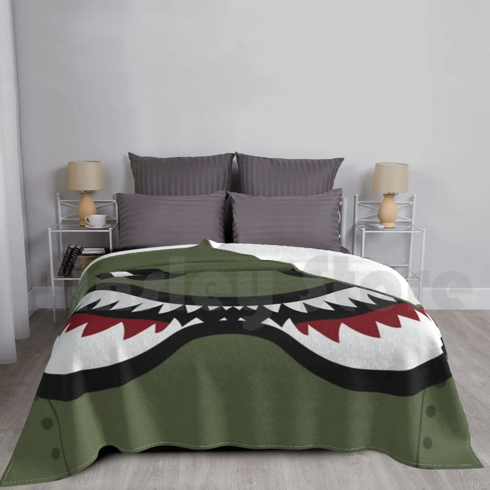 Denti Di Squalo! Coperta Per Divano Letto Viaggio Flying Tiger Airplane A10 Denti Di Squalo Warthog