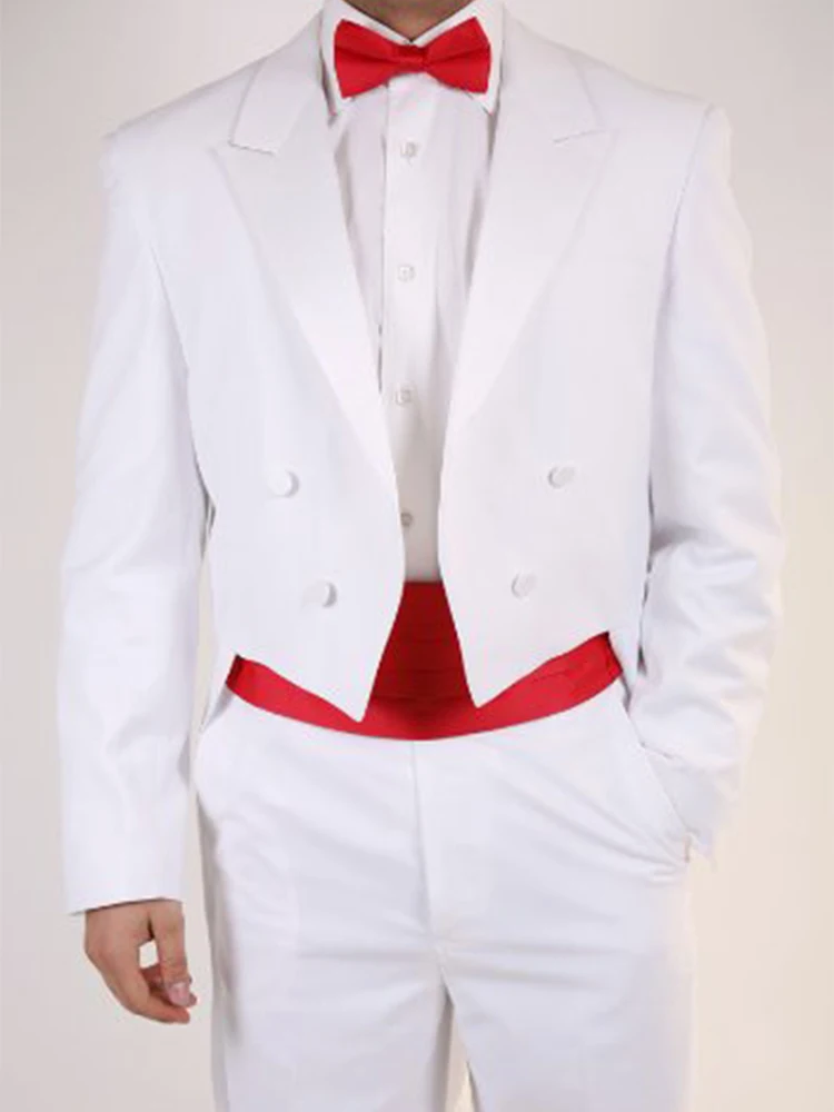 Custom Made To Measure White Evening Tailcoats With Peak Lapel, Bespoke