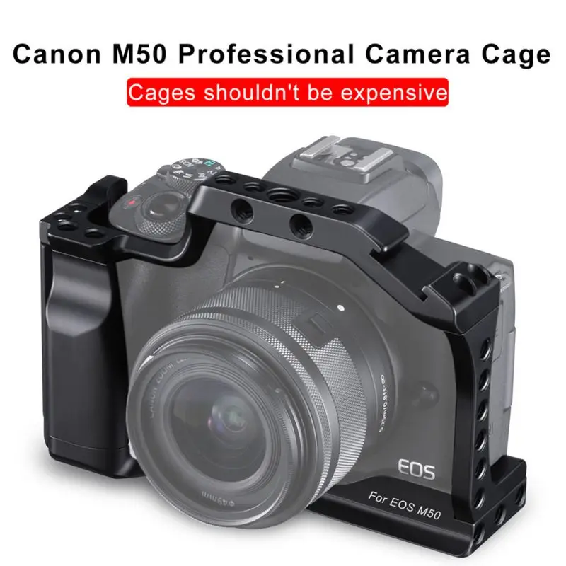 

Professional DSLR Camera Cage For Canon M50 M5 Arca Quick Release Cage For EOS M50 With Hot Shoe Arri Hole 1/4 3/8