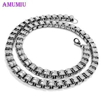 

AMUMIU SilverSolid Necklace Curb Chains Link Men Choker Stainless Steel Male Female Accessories Fashion N035