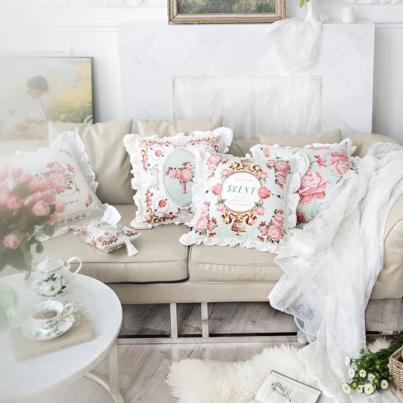 Французский романтический Версаль сад бархат кружева наволочка домашняя декоративная диван бросок кресло-подушка сиденье