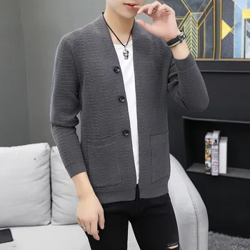 

2020 Men's Autumn Cardigan Knitwear Youth Thin Outer Wear V-neck Handsome Fashion Sweater