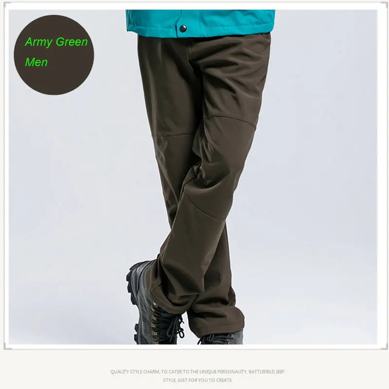 Army Green(men) Осень Зима Мужские Женские уличные спортивные штаны водонепроницаемые ветрозащитные теплые лыжные походные брюки размера плюс утепленные флисовые брюки - Цвет: Army Green(men)