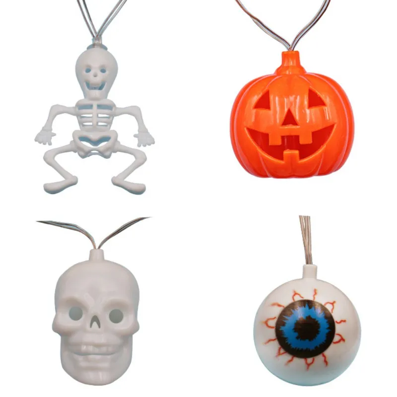

10 LED Halloween String Scary Pumpkin Skull Eyeball String Lights for Haunted house And Bar Trees Holiday Decorations