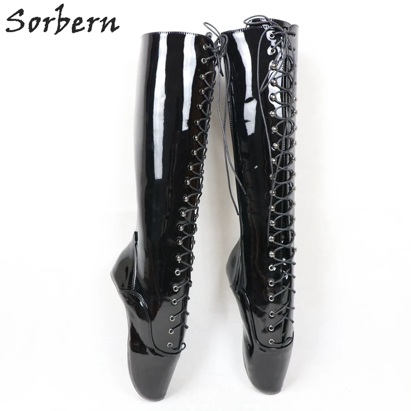 Sorbern, пикантные Женские Балетные сапоги до колена, на шнуровке, Фетиш-обувь, БДСМ, сапоги на заказ, ширина голенища, длина размера плюс 46