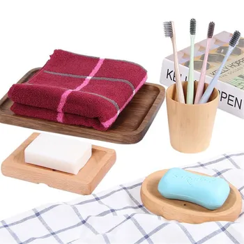

Natural Wooden Bamboo Soap Dish Wooden Soap Tray Holder Storage Soap Rack Plate Box Container Bath Shower Plate Bathroom