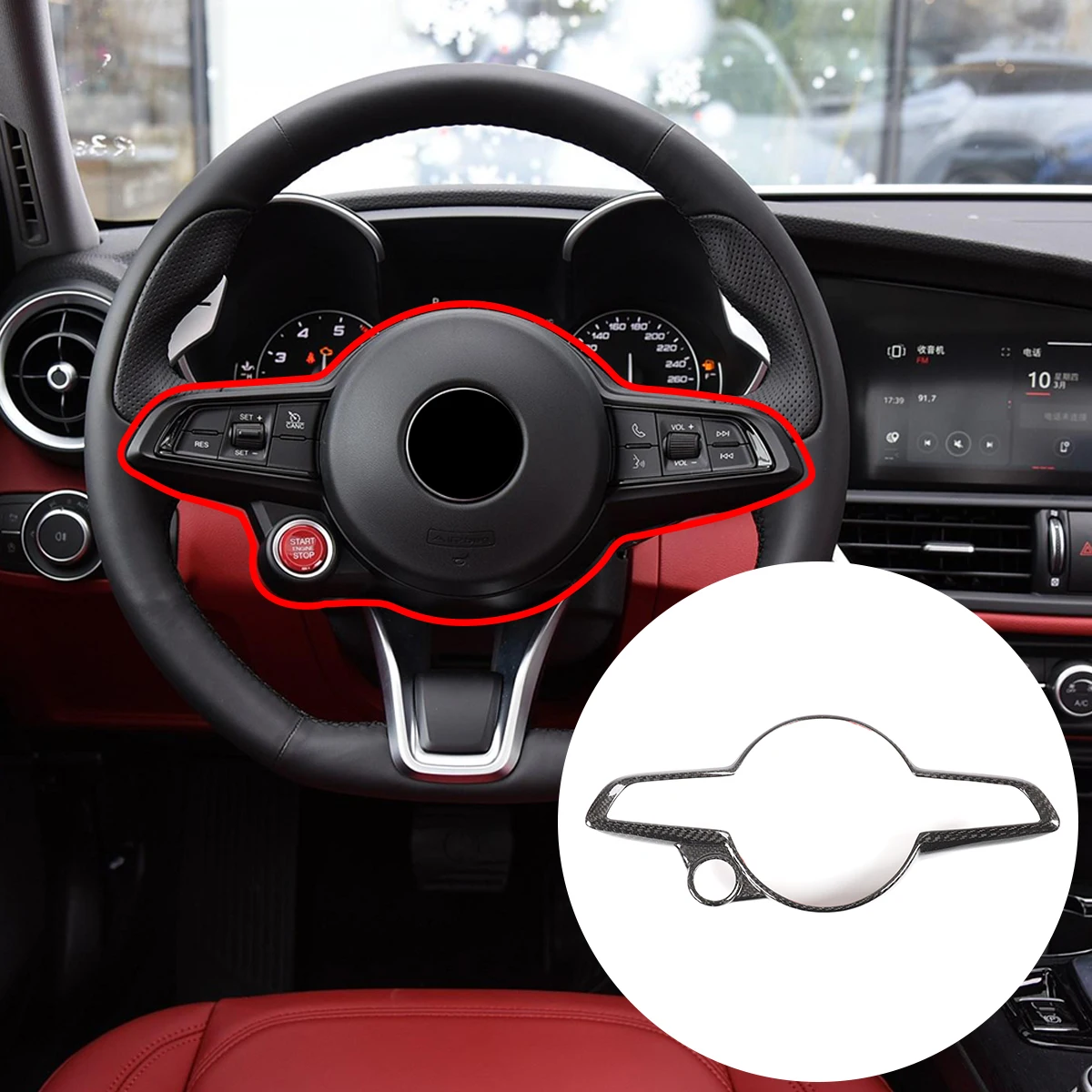 GRIGLIA RADIATORE GRIGLIA Logo Emblema Anello Fibra Di Carbonio ABS Per - Foto 2