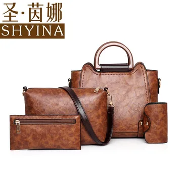 

Women's Bag 2020 Different Size Bags Four-Piece Retro Handbag Simple Shoulder/Crossbody Bag