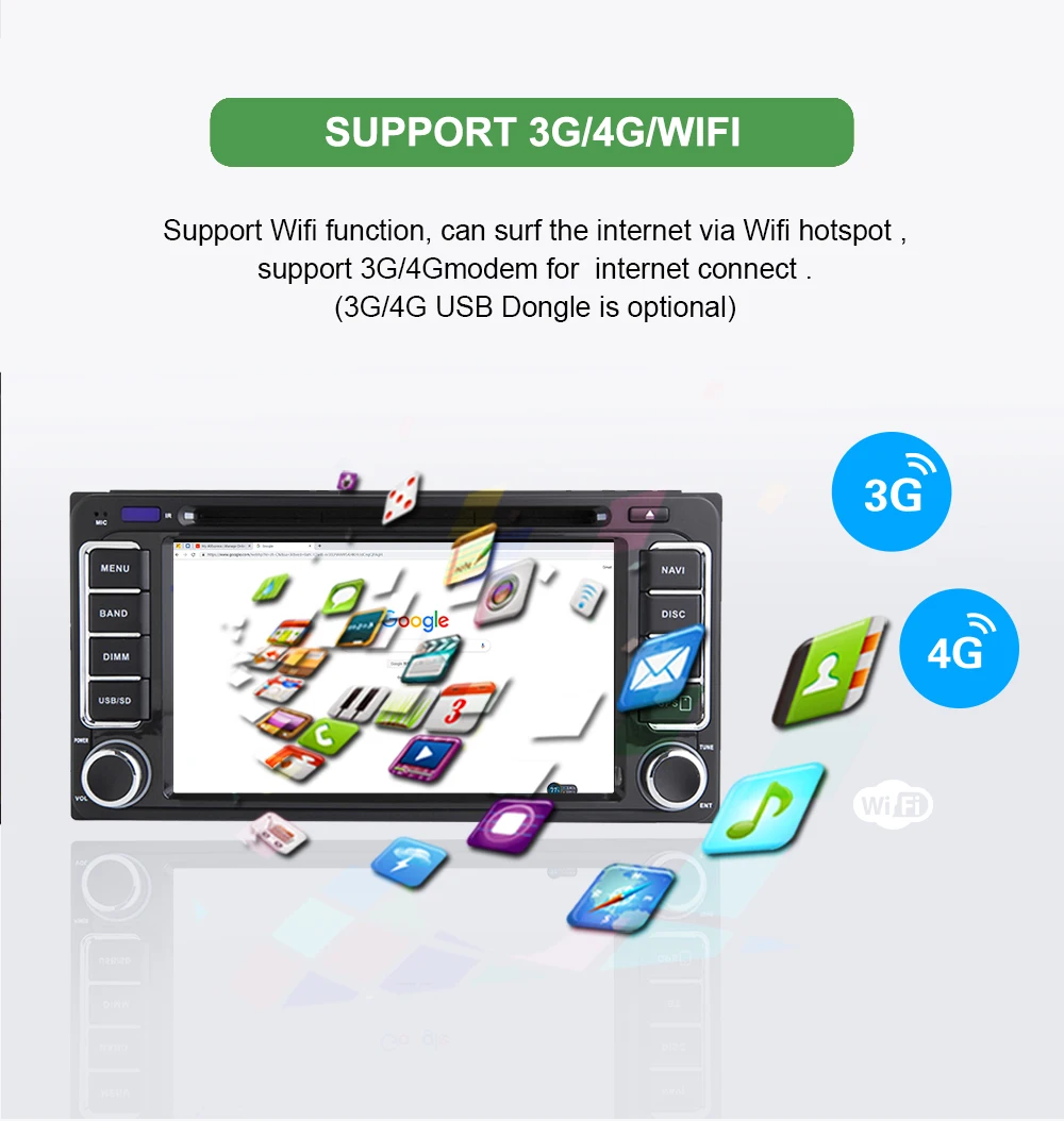 Top Bonroad Android 9.0 GPS Navigation 6.2 Inch 2din Car DVD Player  For Toyota/Corolla Old Series Wifi Bluetooth GPS Radio SWC 11