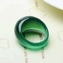 Real green jade ring crystal chalcedony ring tail agate rings men women jewelry lucky stone jade finger ring brand gemstone ruby