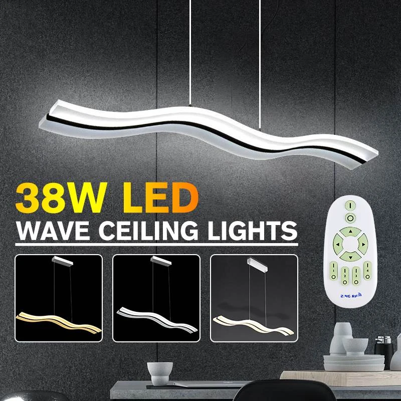 pendant chandelier 100*12CM Modern Wave LED Pendant Light Dimmable Living Room Restaurant Pendant Lamp Home Decor Remote Indoor Lighting Fixture pendant ceiling lights