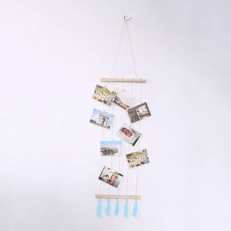 

Nordic DIY Wooden Wall Hanging Picture Frame Collage Macrame Wall Decor Postcard Photo Display Home Decoration