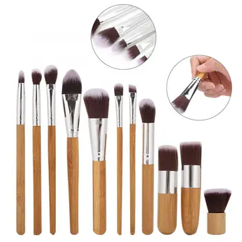 

11pcs Wooden Handle Fiber Brush Make up Tool Kits Hair Soft Facial Makeup Brushes Cosmetic Brush Beauty Cosmetics