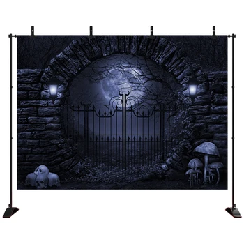 

Halloween Photography Background Ghost Horror full moon Stone wall Photography Photo Background Studio Prop