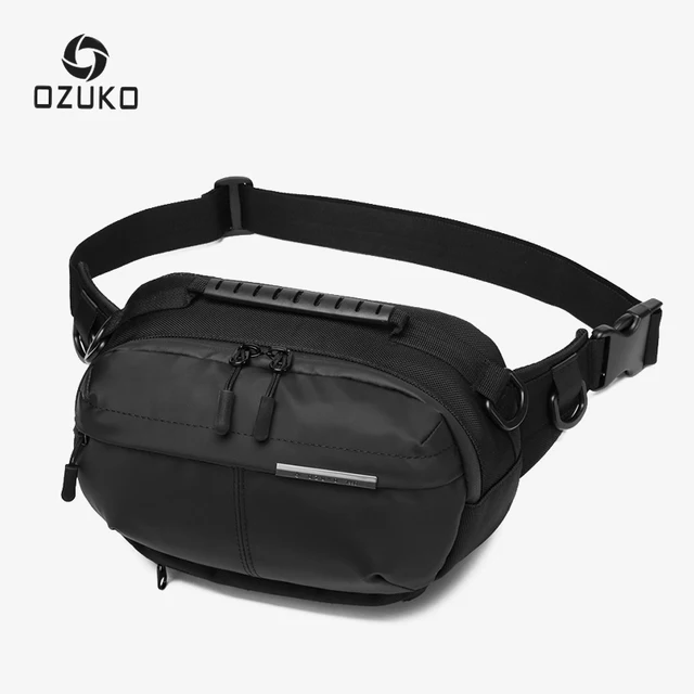 US $17.83 OZUKO Waterproof Men Waist Bag Fashion Chest Pack Male Outdoor Sports Crossbody Bag Short Travel Be