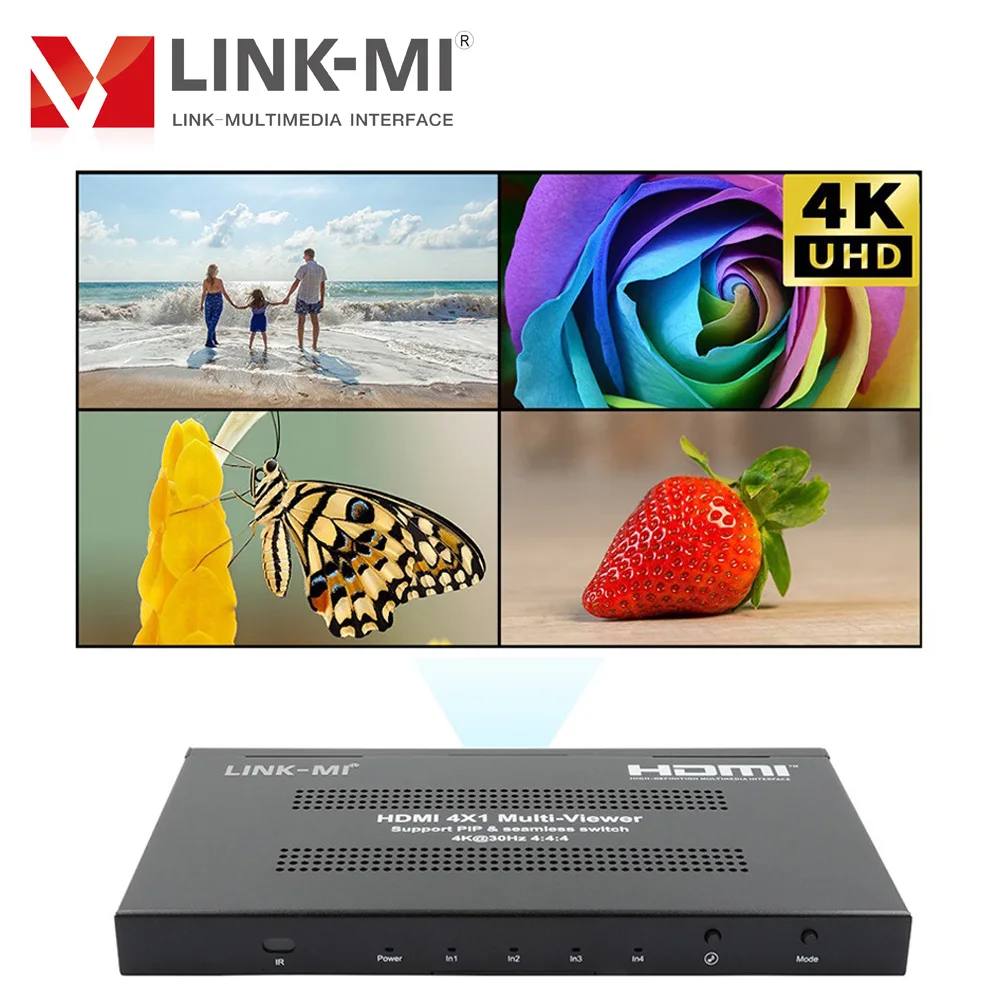 LINK-MI HDMI 4x1 мультизритель 4K бесшовные быстрое переключение не черный экран, до 4K @ 30 Гц YUV4:4:4 HDMI 4 в 1 выход коммутатора
