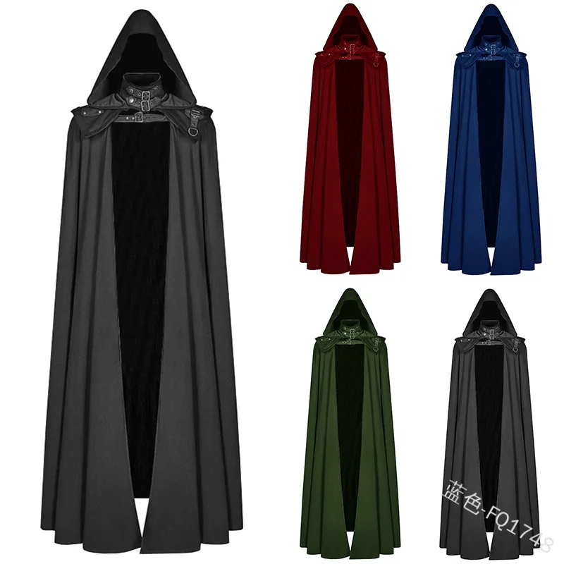

New Men's Medieval Gothic Hooded Cloak Vintage Halloween Devi Pagan Vampire Cosplay Costume Carnival Party Wizard Death Cape