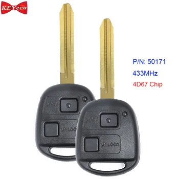 

KEYECU 2pcs for Toyota Avensis Kluger RAV4 Prado Tarago Remote Control Car Key Fob 2 Button P/N: 50171 433MHz 4D67 Chip
