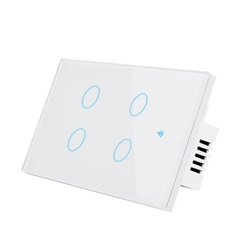 

Electrical US AU Standard Google Alexa Home 4 Gang 1 Way Smart WIFI Touch Switch Glass Scene/Group Control Wireless Power