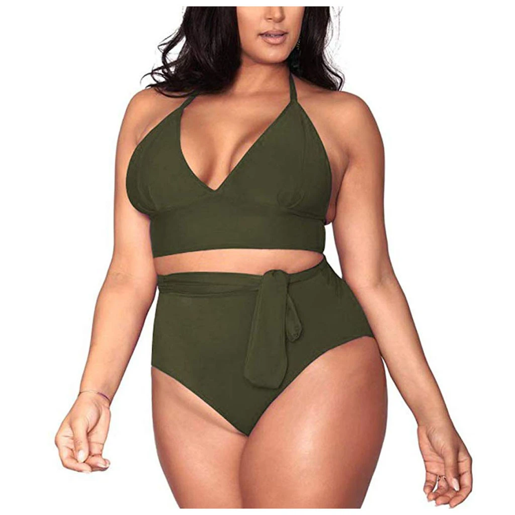 2 piece swimsuits high waist bottoms plus size