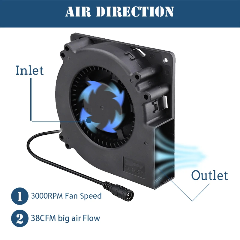 Turbo Ventilador 12v dc Conector Fêmea 12cm 120x120x32 mm 12032 Ventilador de Refrigeração Centrífugo com ac 100v 220v Adaptador de Energia 120 mm - Imagem 3
