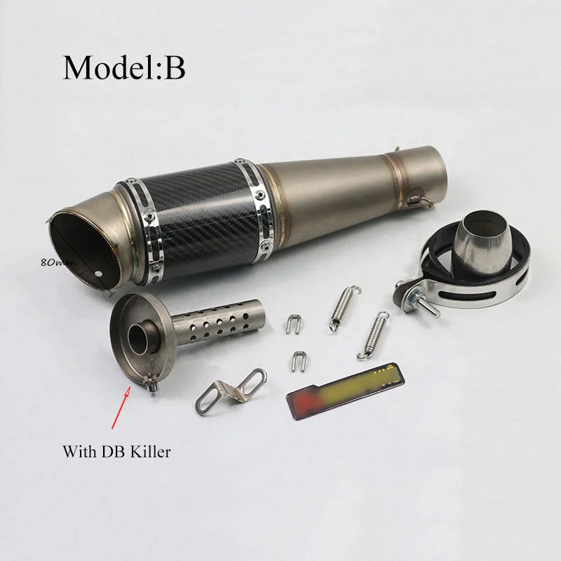 38-51mm Universal Motorcycle ATV Exhaust System Tail Tube Exhaust Muffler Tip Pipe With DB Killer Carbon Fiber+ Stainless Steel