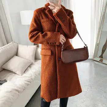 

2019 New Fashion Warm Women's Long Coat Loose Single-Breasted Outwear Tops With Pockets For Autumn And Winter