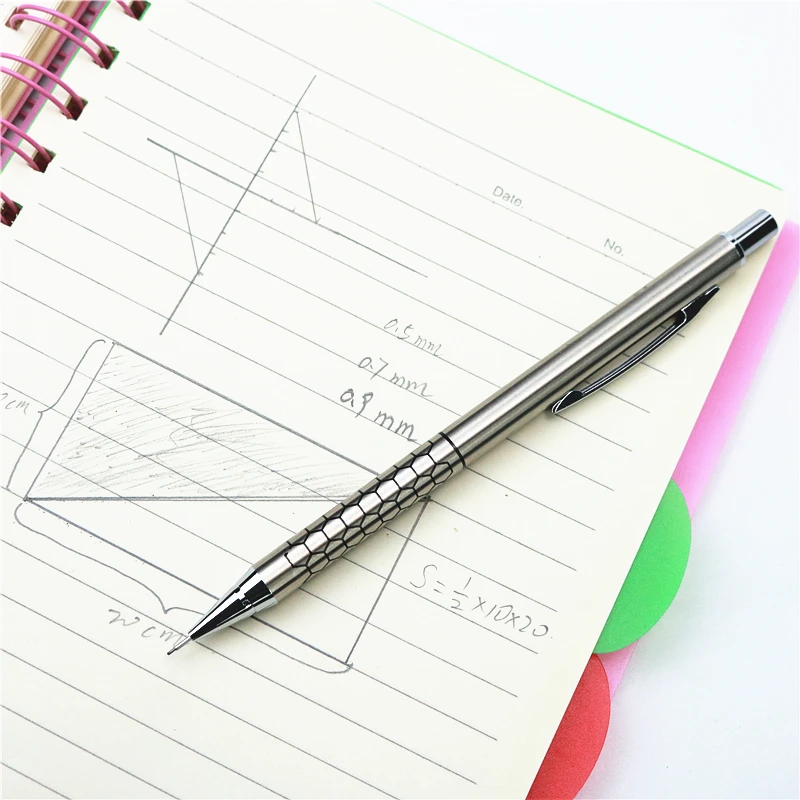 2PCS/Lot High quality metal mechanical pencil 0.5 0.7 0.9mm refills Office school student writing painting stationery 2