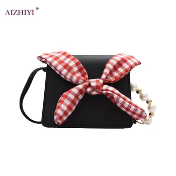 

Women Small Shoulder Bag Elegant Bowknot Pearl Chain Travel PU Crossbody Bags Fashion Exquisite Shopping Bag