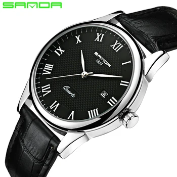

2020 SANDA Fashion men's Watch waterproof mens watches top brand luxury clock Relojes Hombre leather Band Relogio Masculino 189