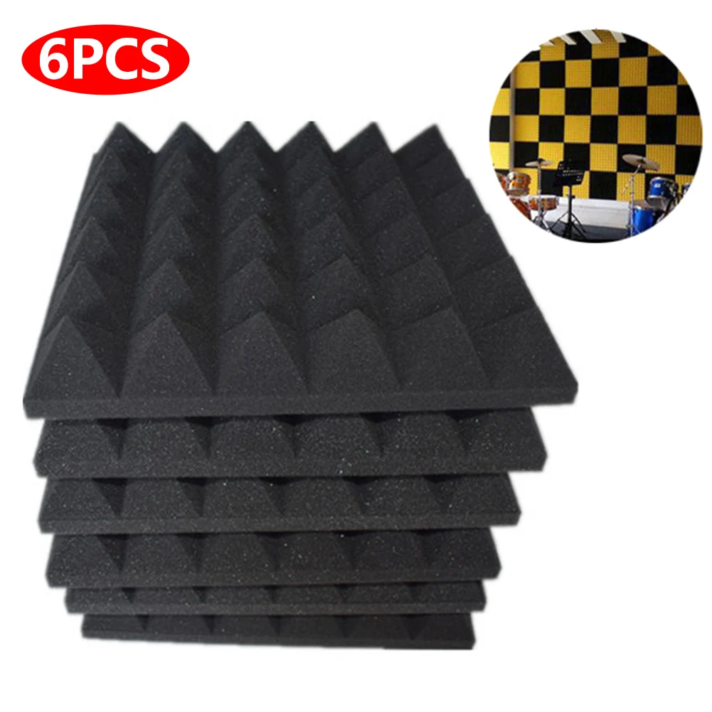 6 Pcs 30*30*5cm Studio Acoustic Foam Soundproof Pyramid Sound