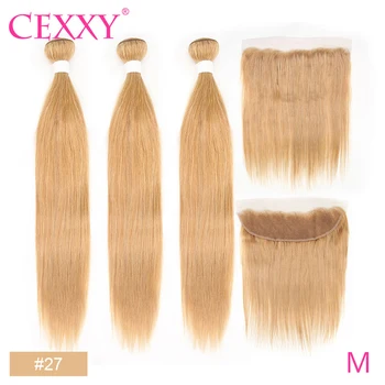 

Cexxy Colored Human Hair Bundles With Frontal 13x4 Pre-Plucked Frontal Brazilian Straight Hair Weave Frontal With Bundles