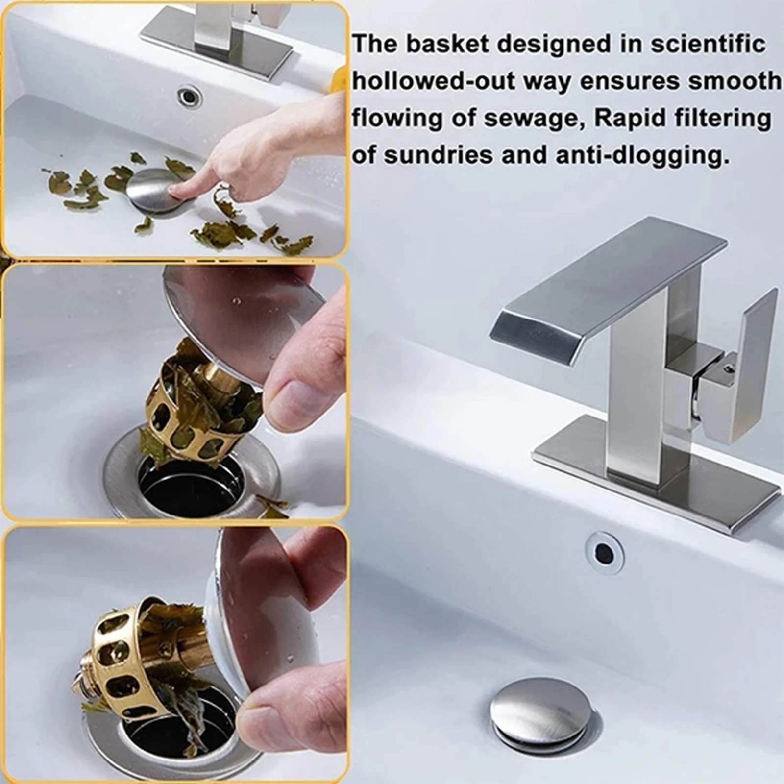 

Universal Wash Basin Bounce Drain Filter Sink Drain Vanity Stopper Bathroom Accessories Bathtub Plug Trap Hair Catcher Faucet