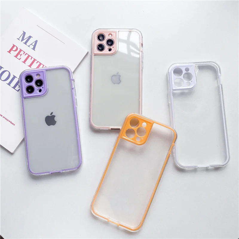 Двухцветный чехол-бампер для телефона iphone 11 12 13 Pro Max Защита камеры щит мягкий