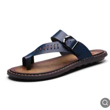 Man Microfiber Slippers Sequined Slides For Beach Summer Shoes with buckle Outdoor Footwear Tender Leather Plus Size 48 7 Khaki