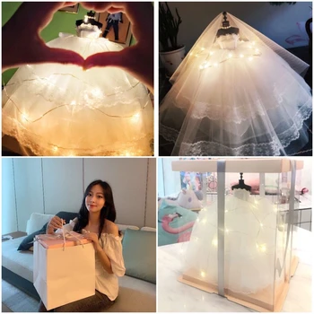 

Romantic Marriage Wedding Dress Model Gift Box Lover Girls Wife Adult Propose Birthday Creative Toys Dolls Clouthes Decoration