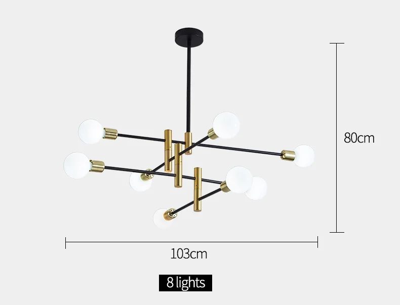 Современный скандинавский Черный Люстра светильник ing светодиодный 8 светильник s люстры внутренний светильник в комплект не входят лампы Домашний Светильник ing